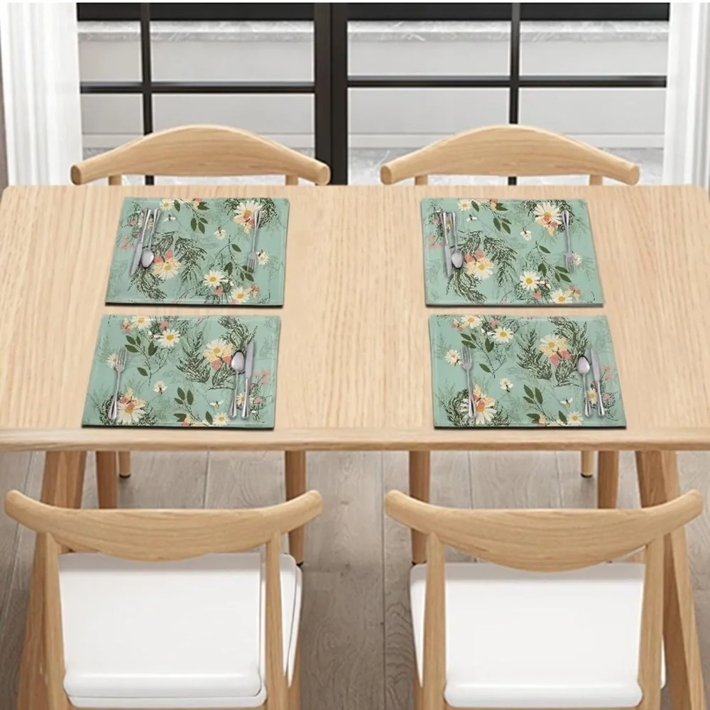Floral Print Teal Green 8 count placemats